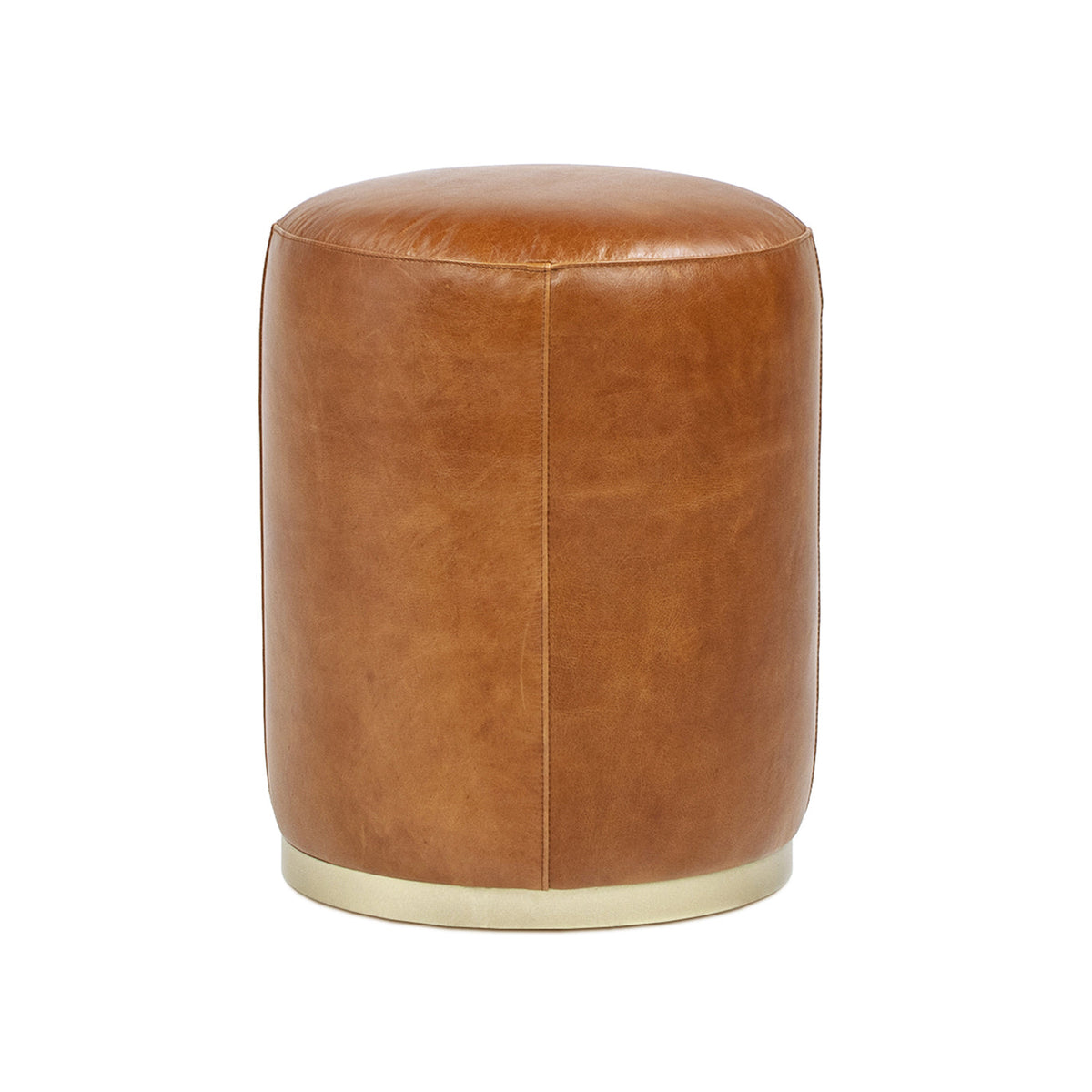 Nico Camel Saddle Leather & Brass Ottoman