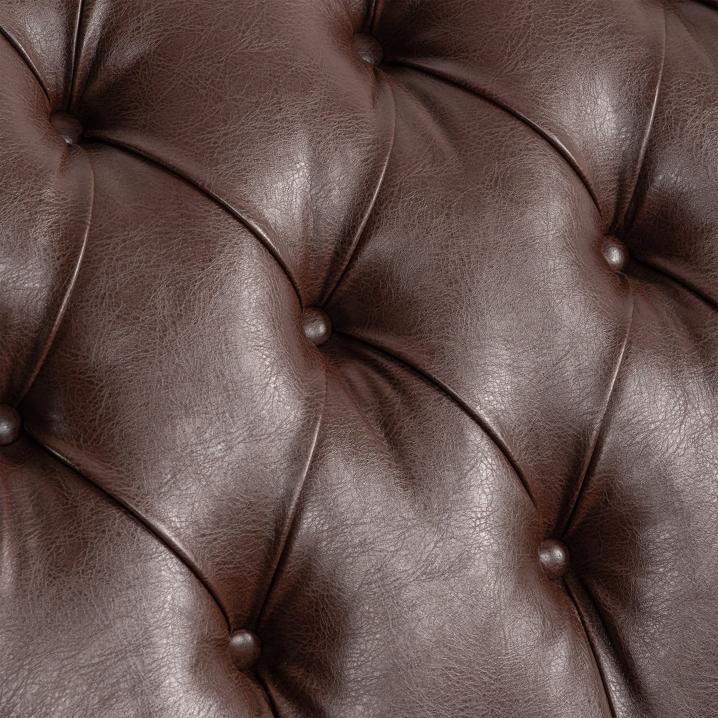 Chaise Lounge Armless PU Leather Dark Brown Tufted Foam Birch Legs 220 LB