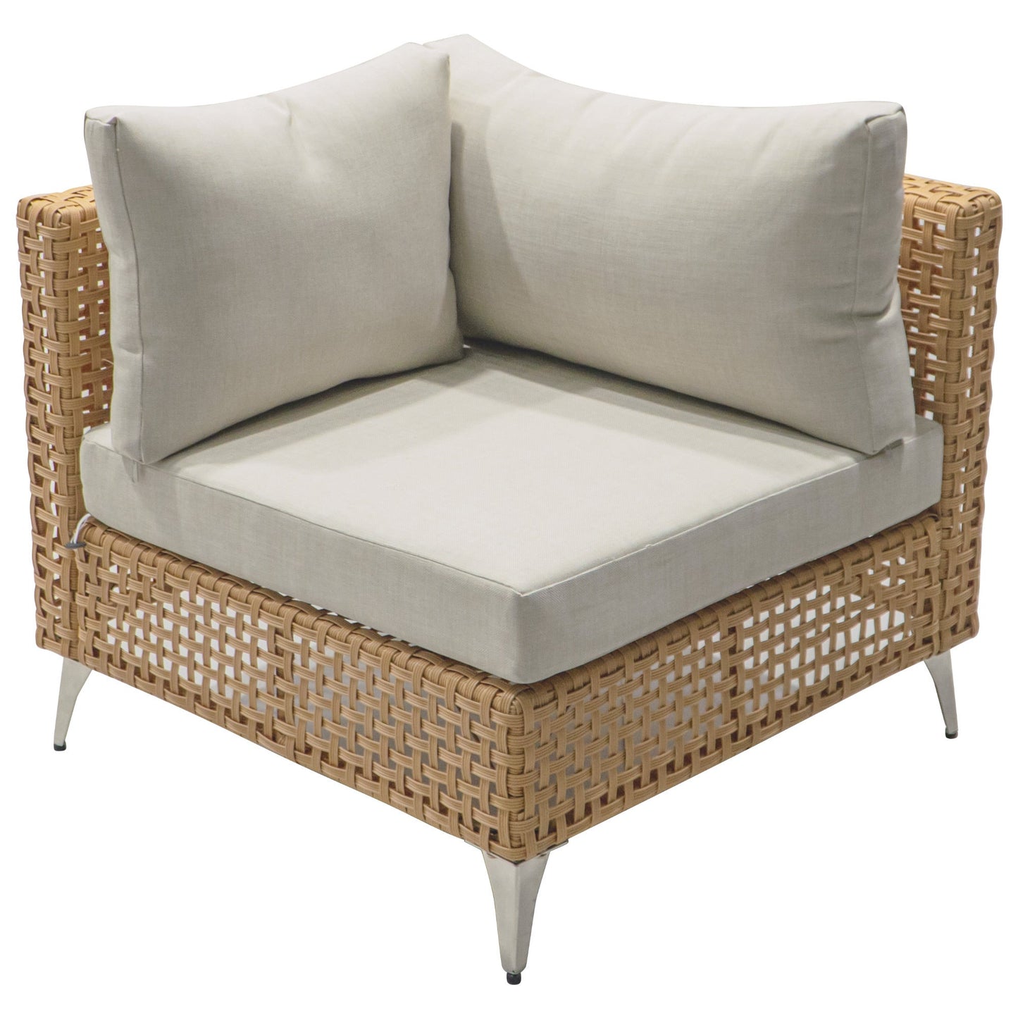 Patio Set Wicker Sectional with Water Resistant Beige Cushions and Coffee Table