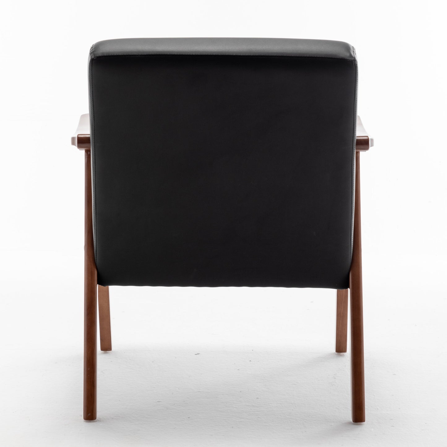 Accent Chair Mid-Century Wingback PU Leather Black Rubberwood 26x31x32 In 300 LB