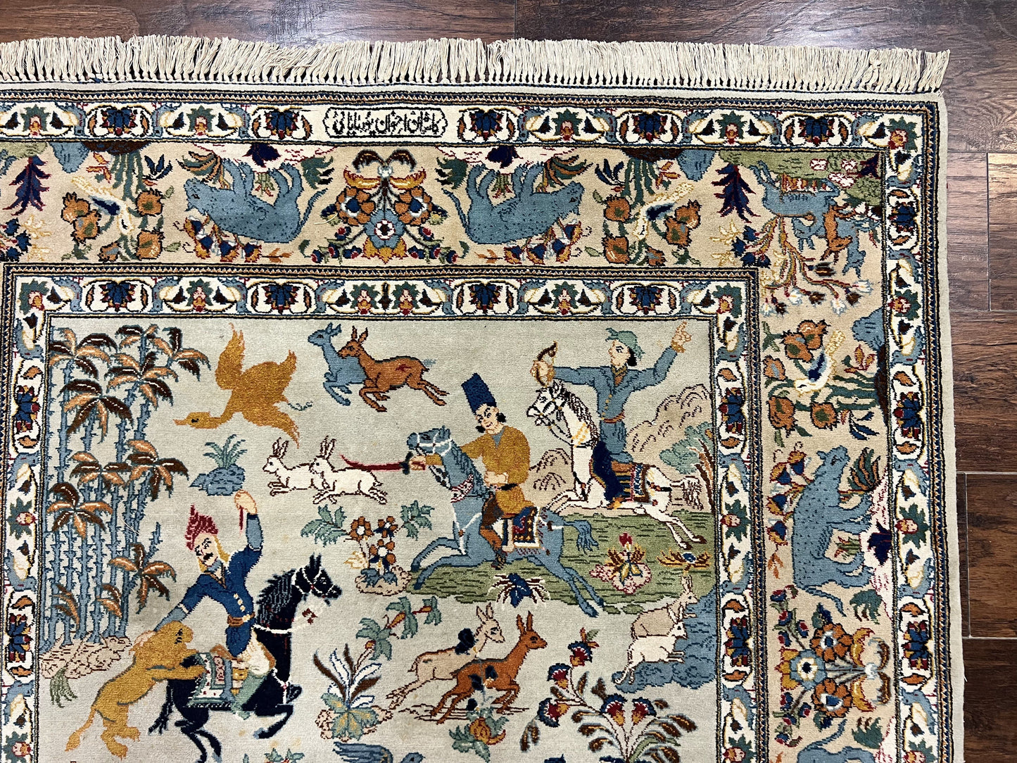 The Sporting Estate Semi-Antique Persian Kashan Hunting Rug — 4'6" × 7'
