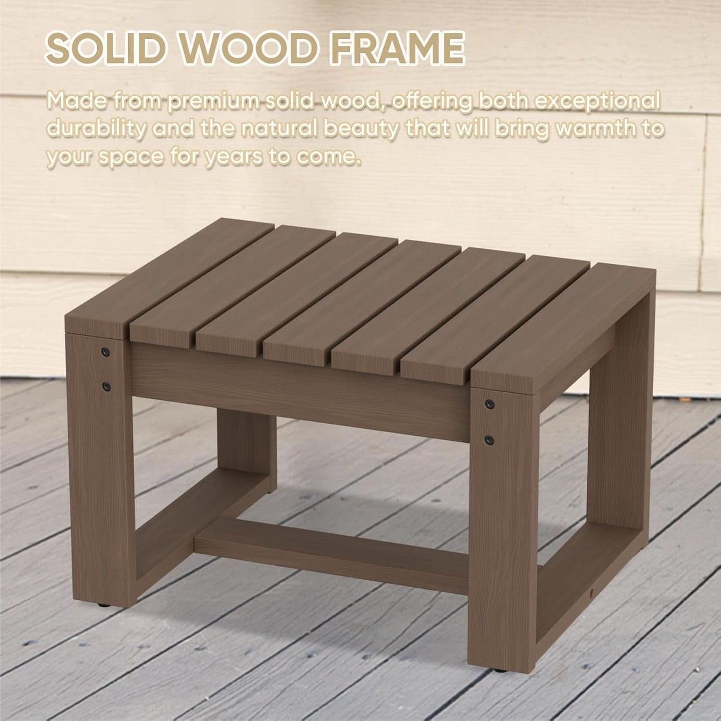 Natural Cedar Outdoor Patio Ottomans Removable Cushions - Set of 2