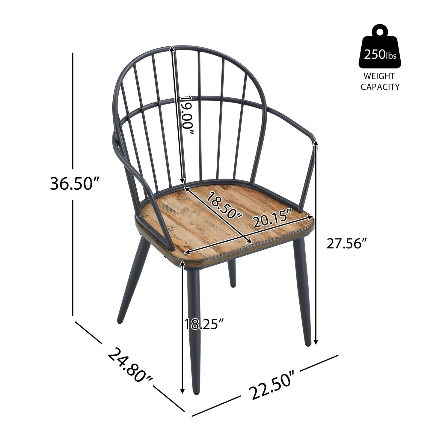 The Ashford Black & Birch Dining Chair — Set of 2