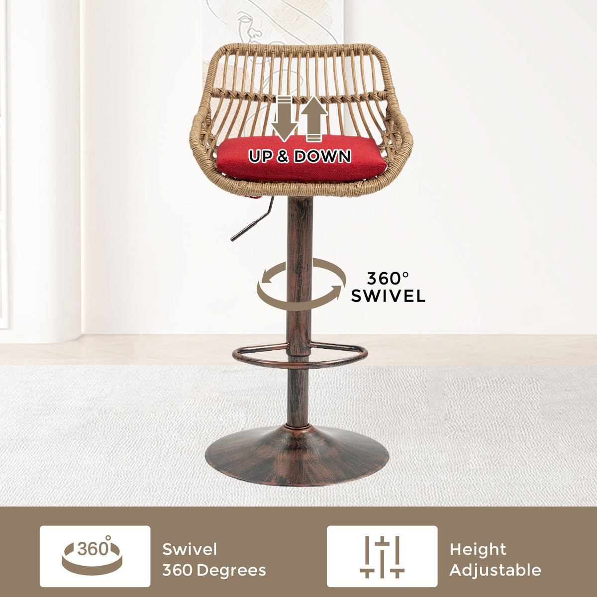 The Harbor Bar Adjustable Linen Swivel Stools — Set of 2