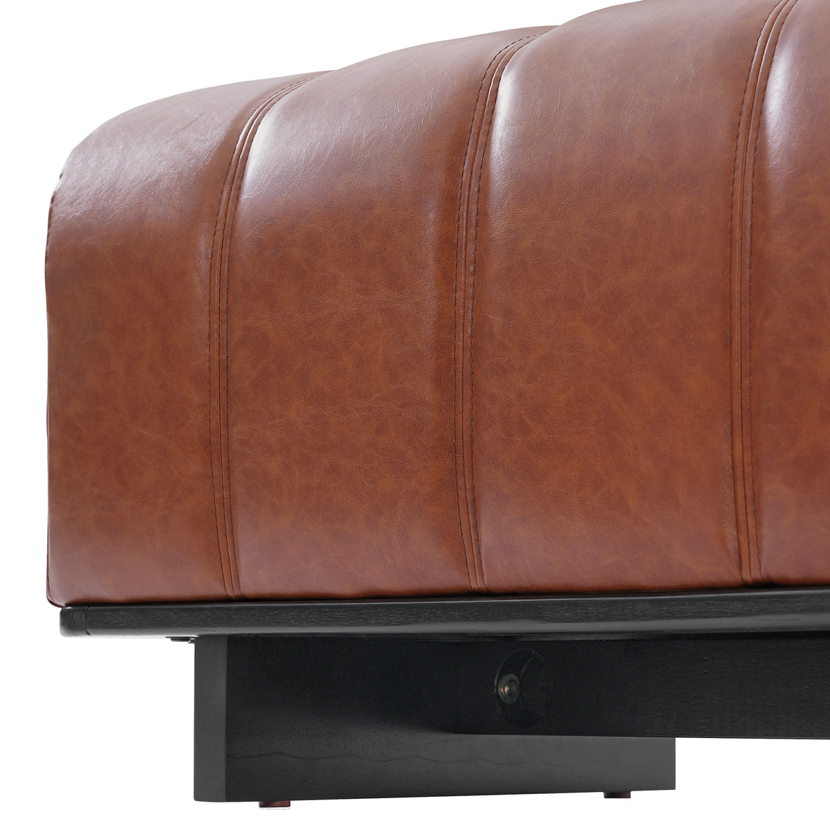 The Langford Upholstered Dining Bench — Saddle Brown