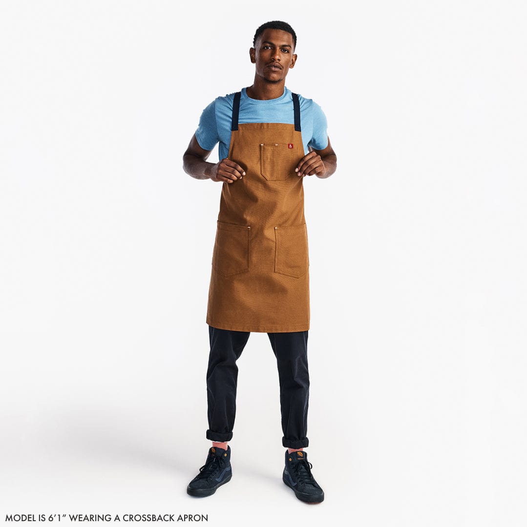 The All Day Crossback Apron - Olive Green Navy Straps