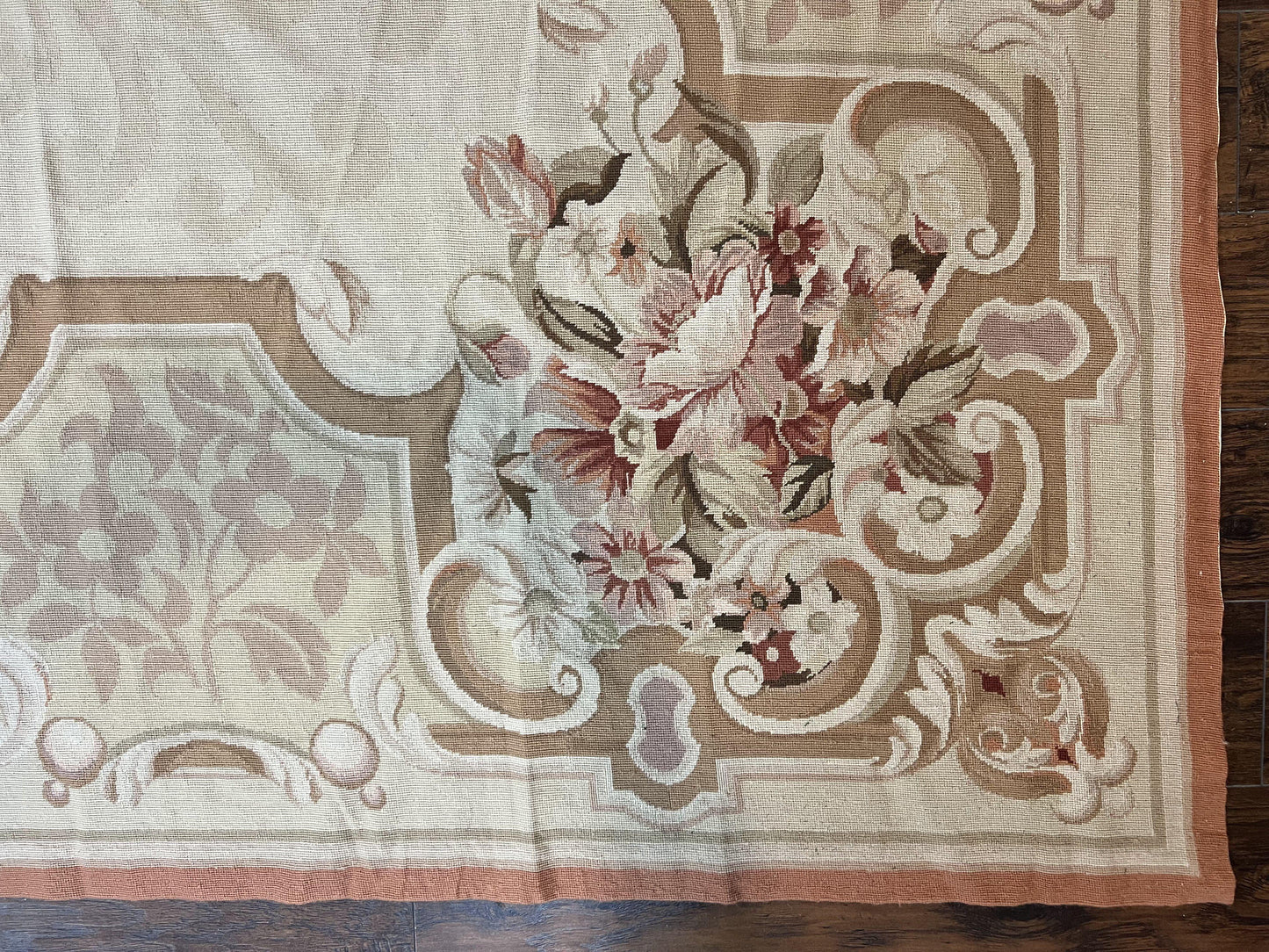 10x14 Aubusson Rug, Wool Handmade Vintage Carpet, French European Design, Elegant