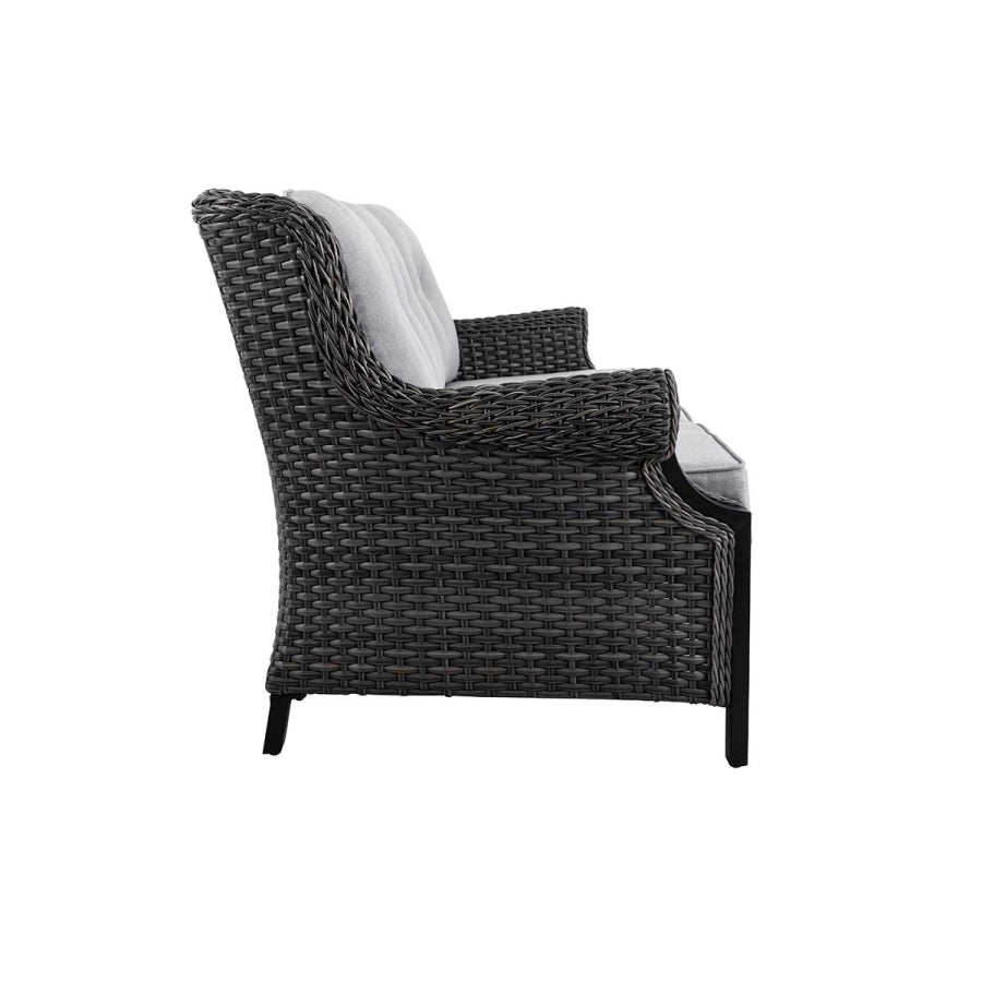 Lassen 4-Piece Woven Outdoor Lounge Set with Swivel Rocking Chairs – Gray