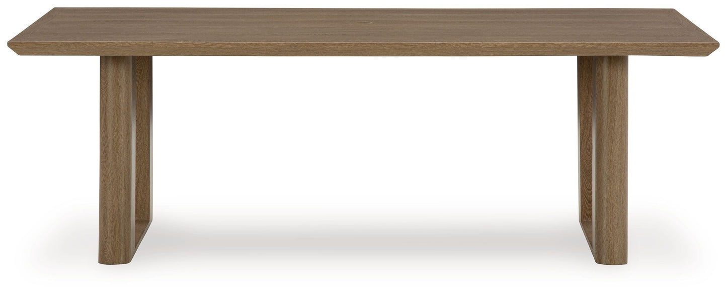 Serene Bay - Rectangular Dining Table With Umbrella Option - Dark Brown