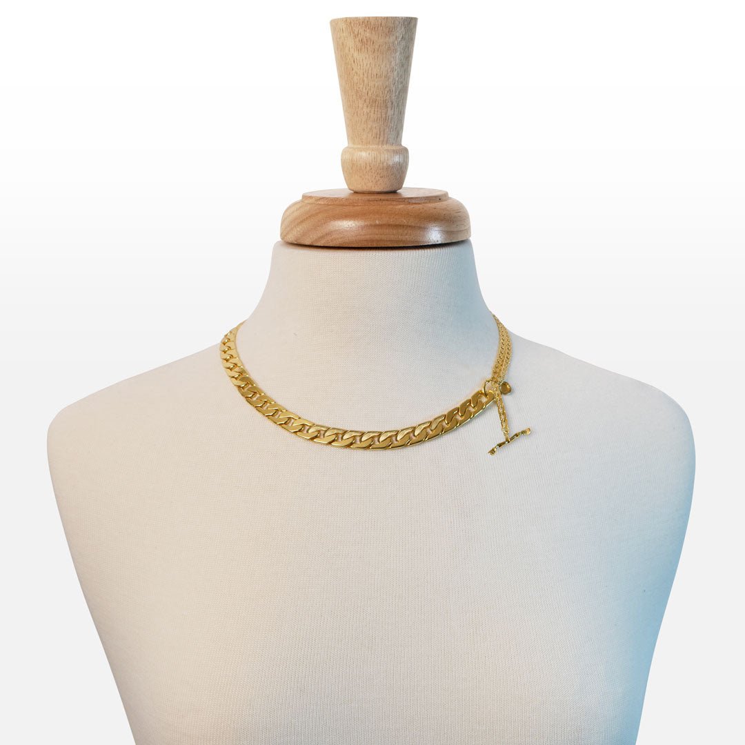 Cadence - Convertible Equestrian Curb Chain T-Bar Necklace in Gold