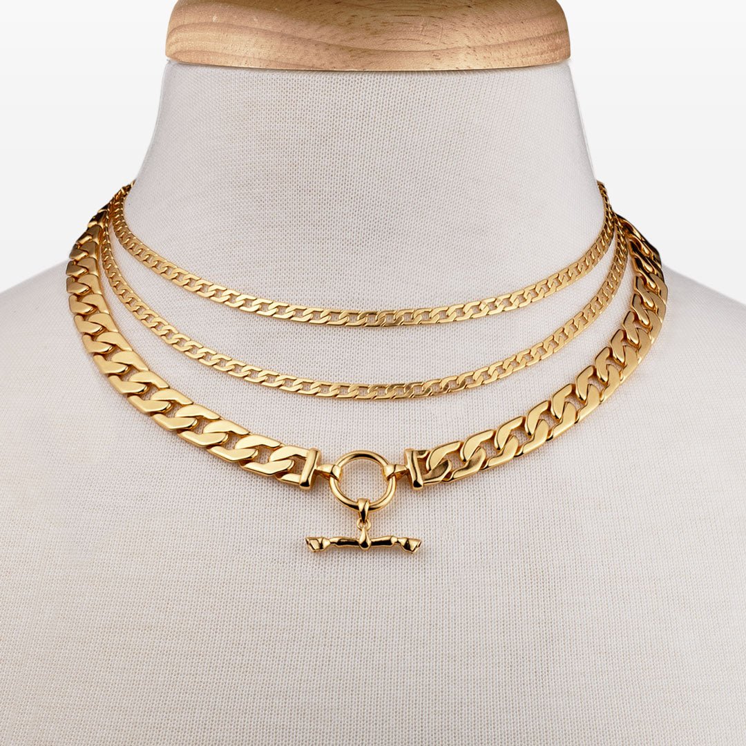 Cadence Equestrian Bracelet - Wide Gold Curb Chain Cuff