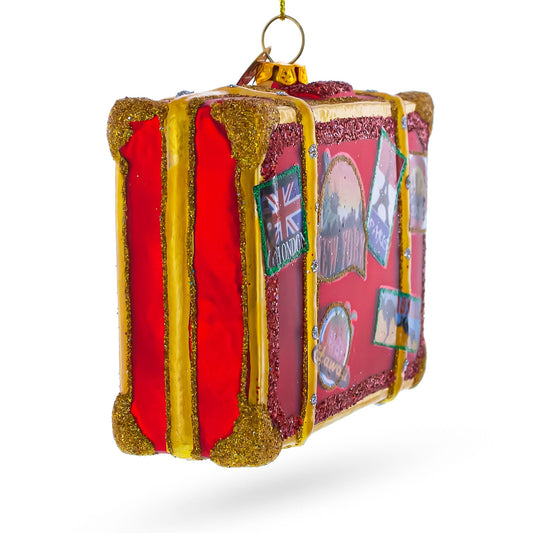 Well-Traveled Suitcase Glass Christmas Ornament