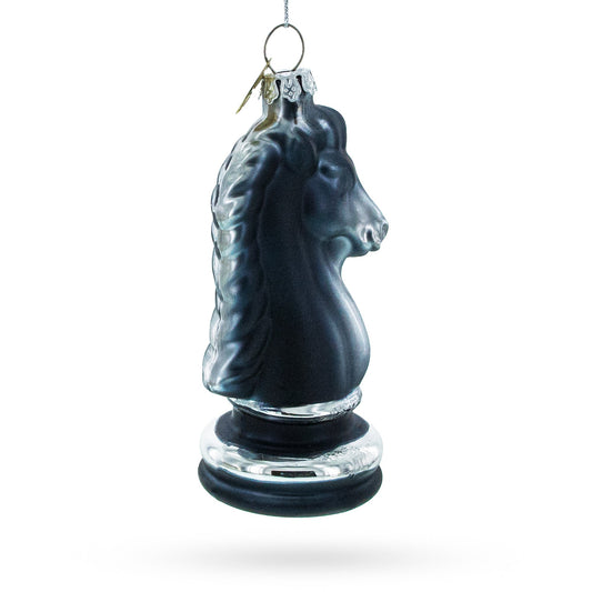 Black Knight Chess Glass Christmas Ornament