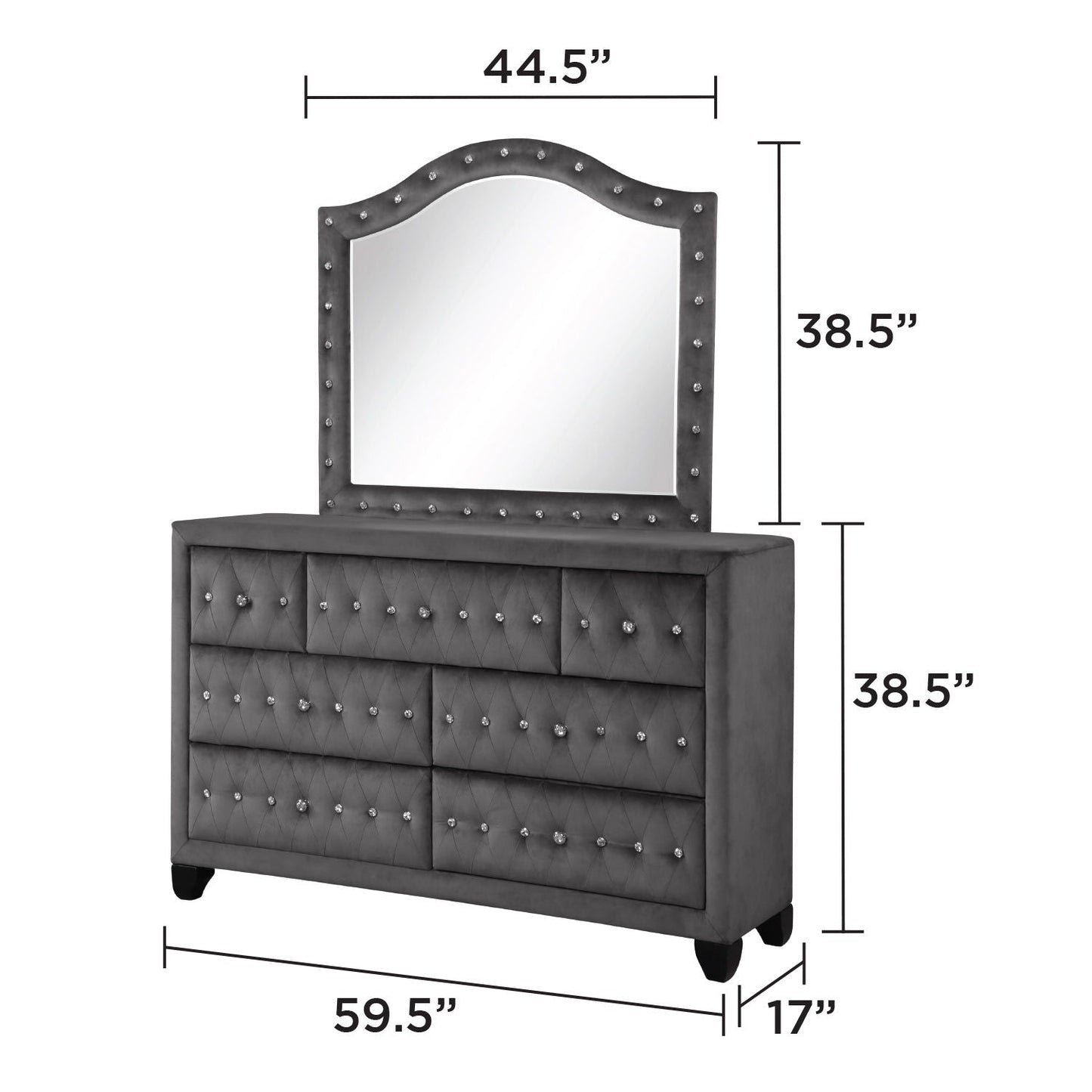 Sophia - Tufted Mirror - Gray