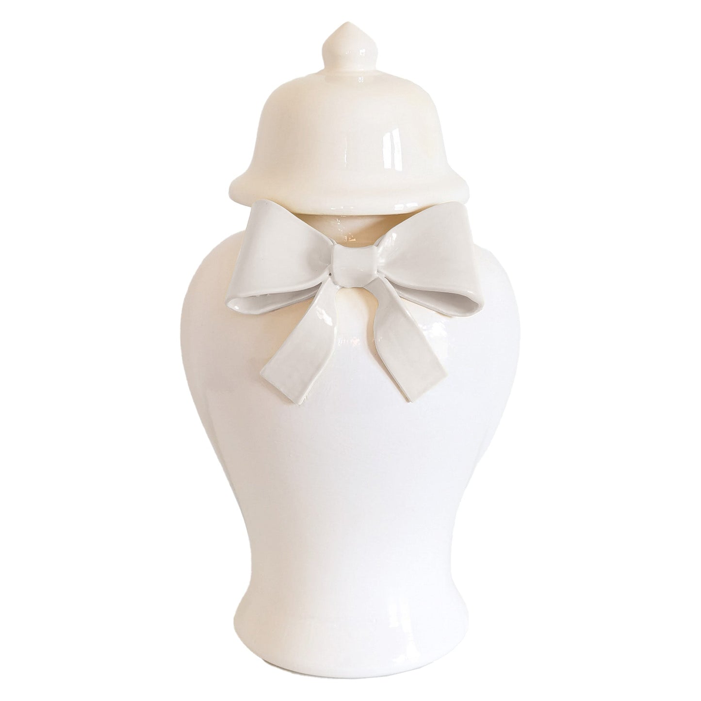 Ginger Jars with Sculpted Ceramic Bow in White