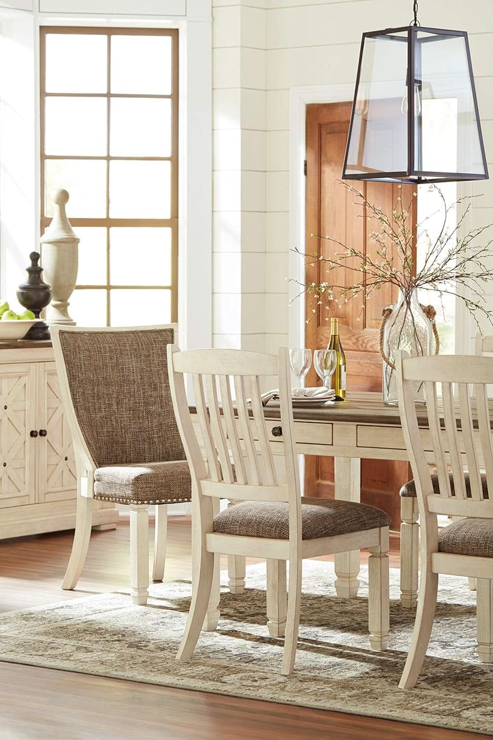 Bolanburg Farmhouse Dining Table Drawers Whitewash Wood Seats 6