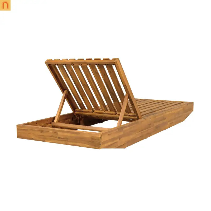 Chair Boat-Shaped Acacia Wood Teak Finish 3-position Recliner