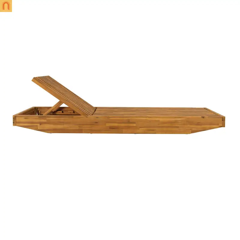 Chair Boat-Shaped Acacia Wood Teak Finish 3-position Recliner