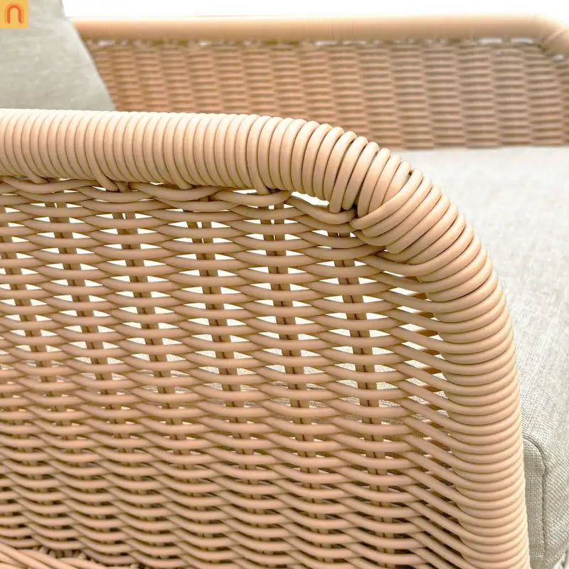 Chair Contemporary Minimalist Beige Wicker Rocking
