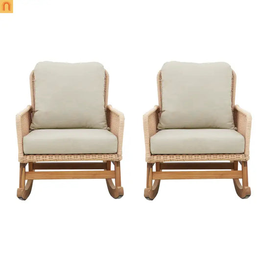 Chair Contemporary Minimalist Beige Wicker Rocking