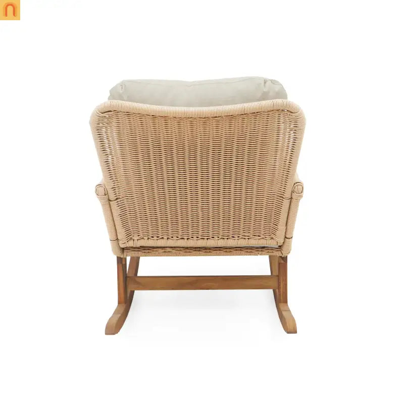 Chair Contemporary Minimalist Beige Wicker Rocking