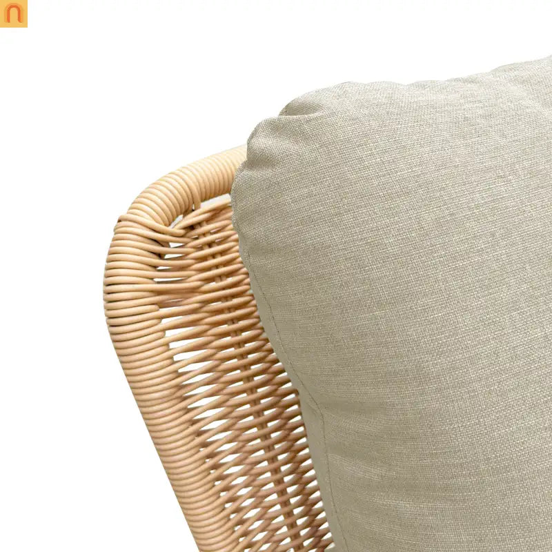 Chair Contemporary Minimalist Beige Wicker Wooden Frame