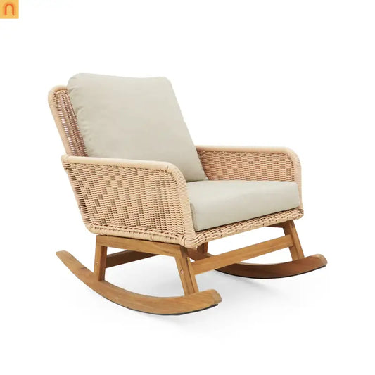 Chair Contemporary Minimalist Beige Wicker Wooden Frame