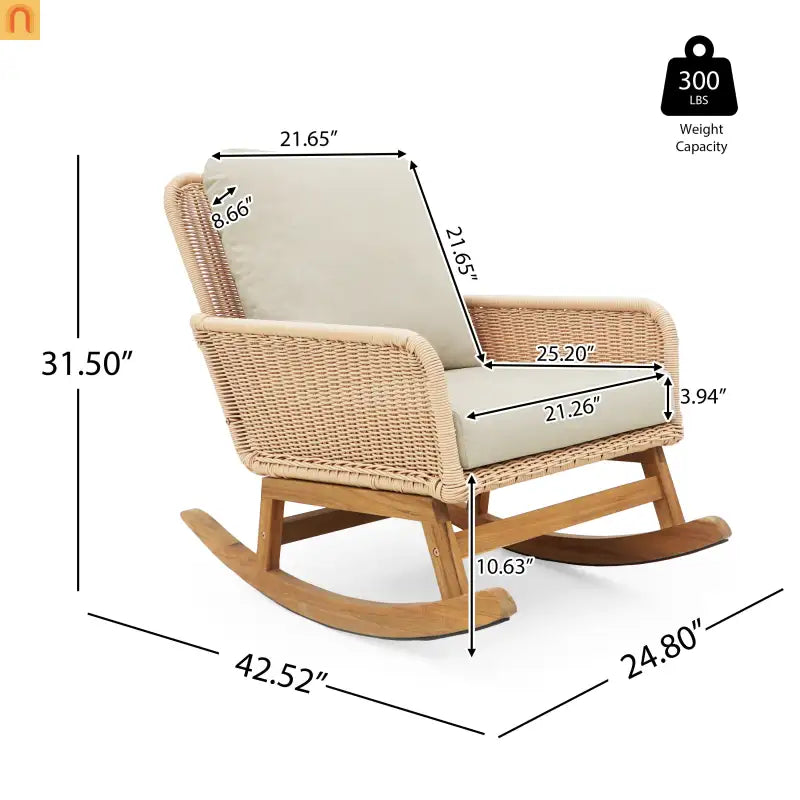 Chair Contemporary Minimalist Beige Wicker Wooden Frame