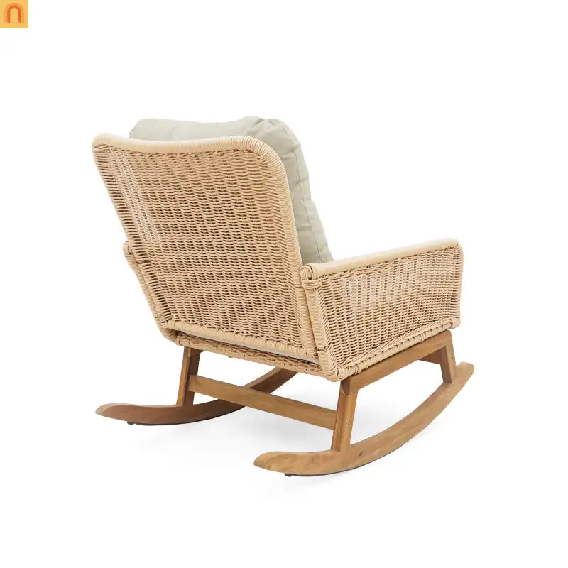 Chair Contemporary Minimalist Beige Wicker Wooden Frame
