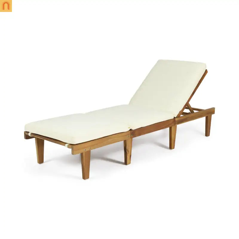 Chair Mid Century Curved Teak Wood Upholstered Chaise Lounge 78.75in