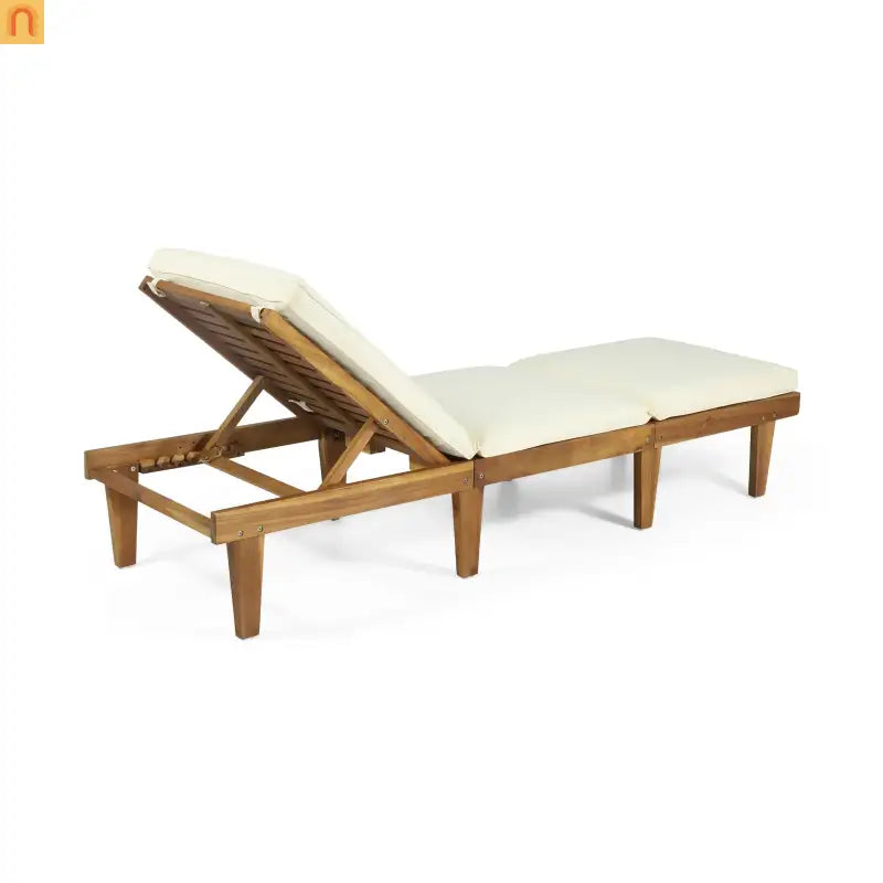 Chair Mid Century Curved Teak Wood Upholstered Chaise Lounge 78.75in