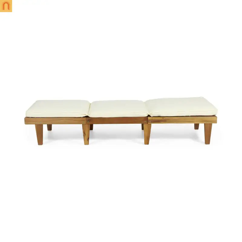 Chair Mid Century Curved Teak Wood Upholstered Chaise Lounge 78.75in