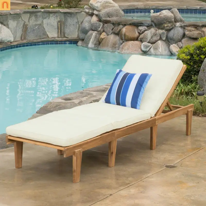 Chair Mid Century Curved Teak Wood Upholstered Chaise Lounge 78.75in