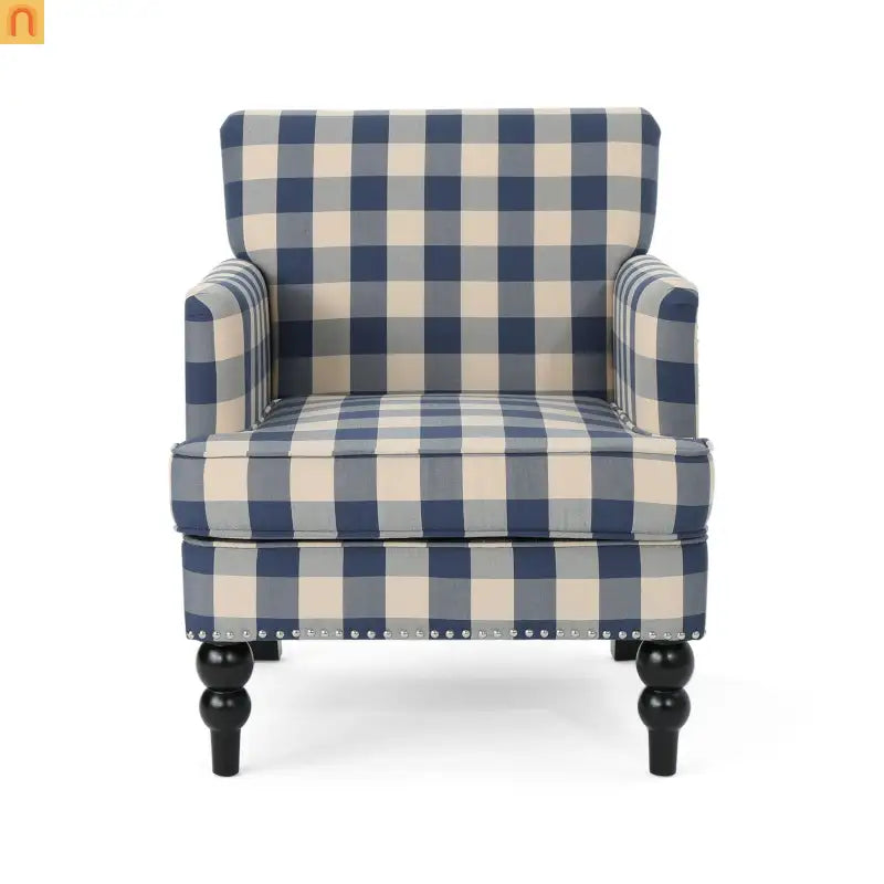 Chair Modern Tufted Upholstered Blue Fabric Living Room Accent Seating