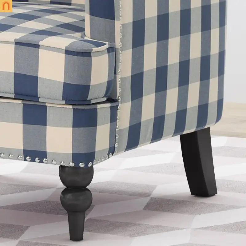 Chair Modern Tufted Upholstered Blue Fabric Living Room Accent Seating