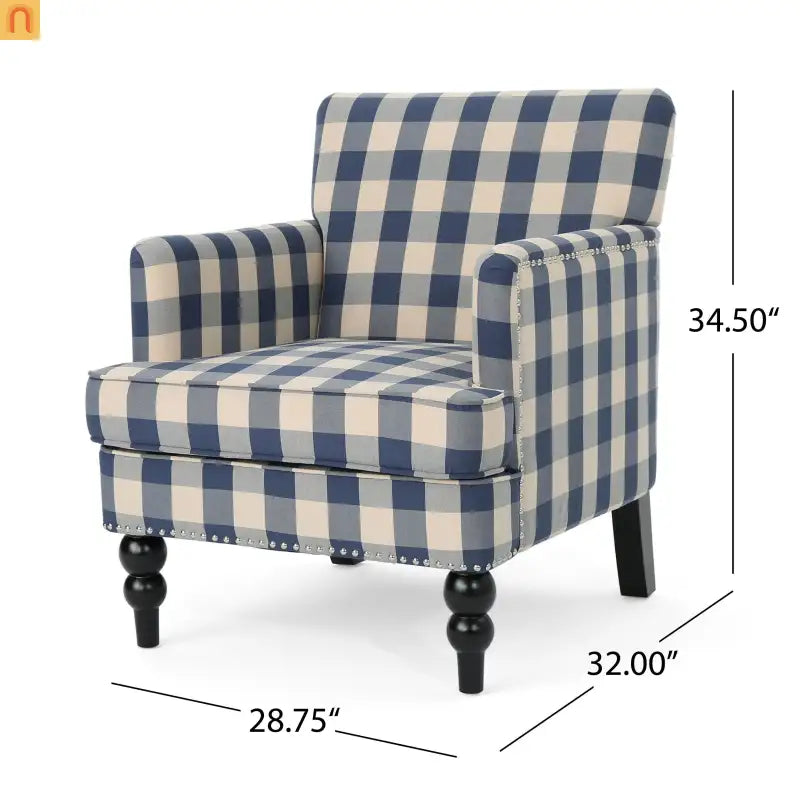 Chair Modern Tufted Upholstered Blue Fabric Living Room Accent Seating