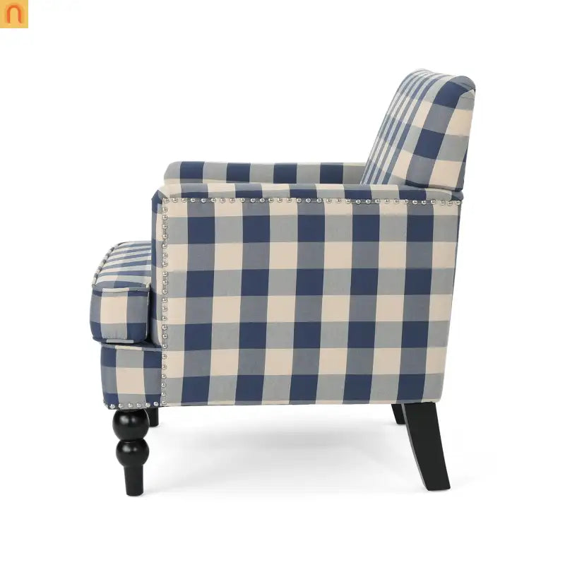 Chair Modern Tufted Upholstered Blue Fabric Living Room Accent Seating