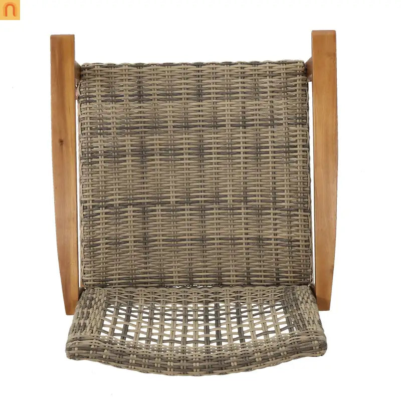 Chair Outdoor Acacia Wood Wicker Natural Grey Two-Piece Stylish Set