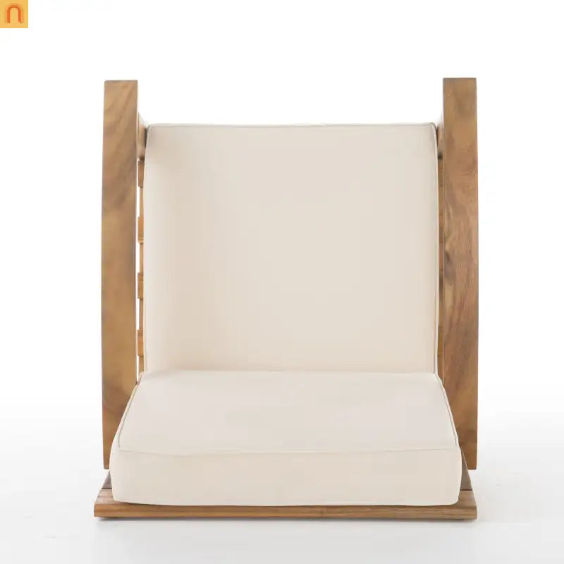 Chair Outdoor All Weather Acacia Wood Cushioned Teak Finish 28 Inch l