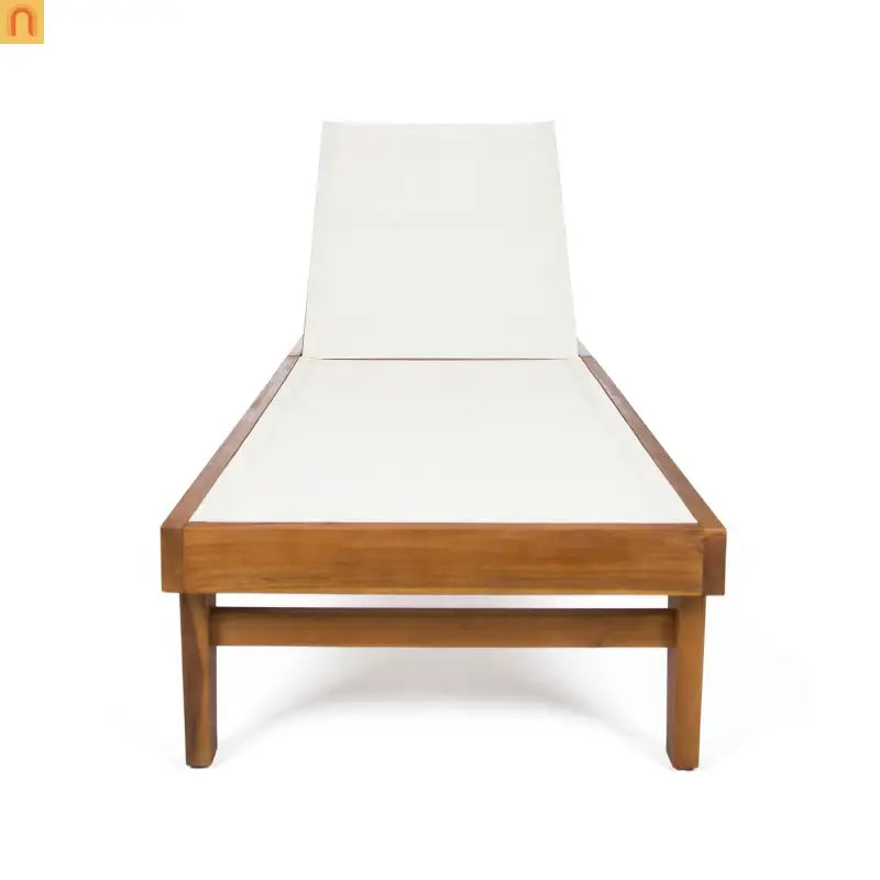 Chair Outdoor Chaise Acacia Wood Teak Color Adjustable Back 78.75in Length