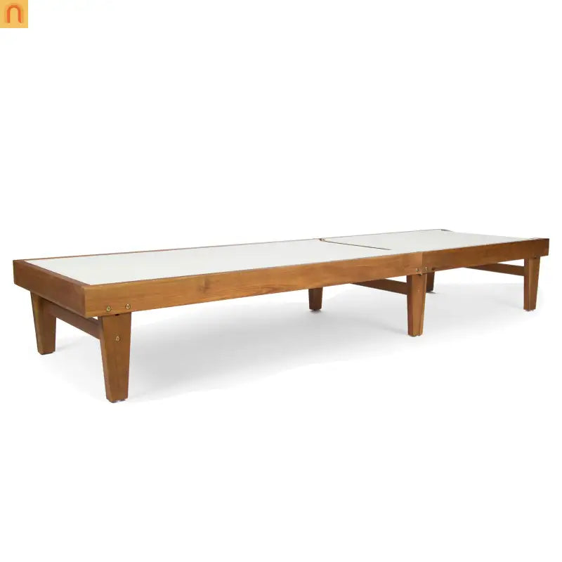 Chair Outdoor Chaise Acacia Wood Teak Color Adjustable Back 78.75in Length