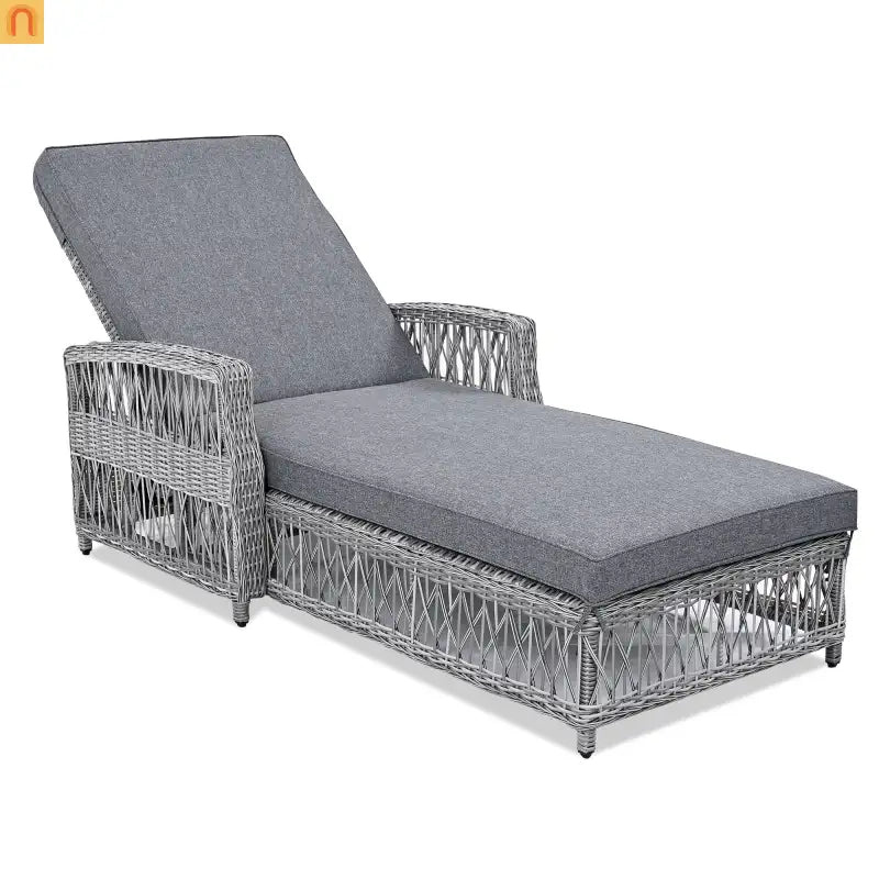 Chair Outdoor Chaise Lounge Wicker Gray Removable Cushions 77.5in