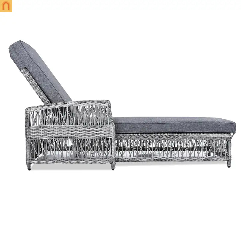 Chair Outdoor Chaise Lounge Wicker Gray Removable Cushions 77.5in