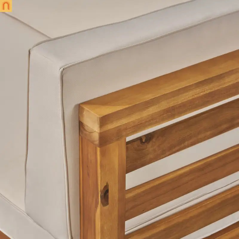 Chair Outdoor Club Acacia Wood Teak Frame Beige Cushion 30in Square