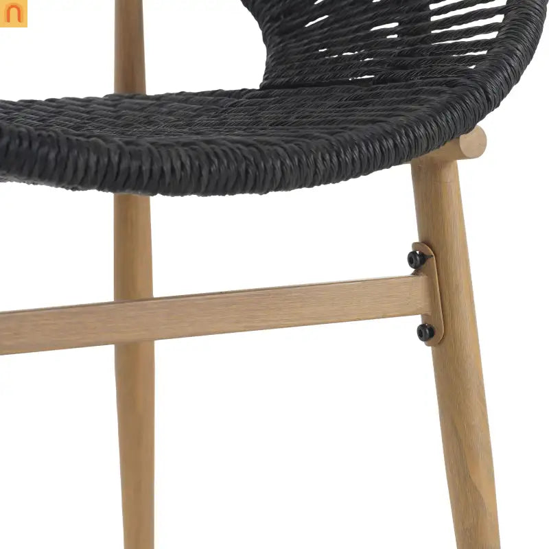 Chair Papasan Style Outdoor Wicker with Gray Cushions and Teak Legs Set of 2