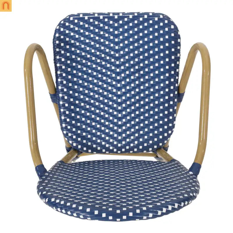 Outdoor Bistro Chair PE Rattan French Style Teal Set of 2