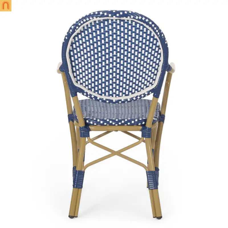 Outdoor Bistro Chair PE Rattan French Style Teal Set of 2