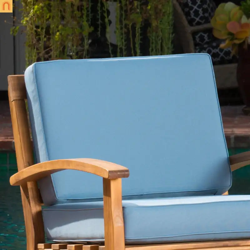 Outdoor Club Chair Acacia Wood Teak Deep Seat Water Resistant Cushion Set