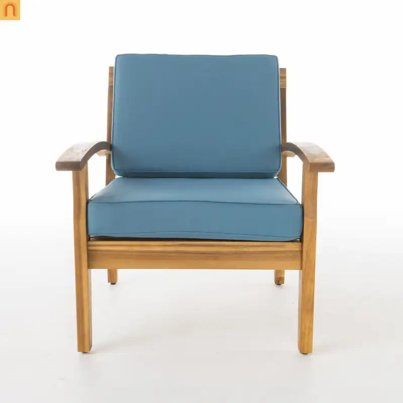 Outdoor Club Chair Acacia Wood Teak Deep Seat Water Resistant Cushion Set