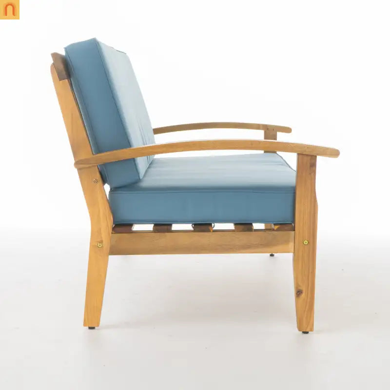 Outdoor Club Chair Acacia Wood Teak Deep Seat Water Resistant Cushion Set